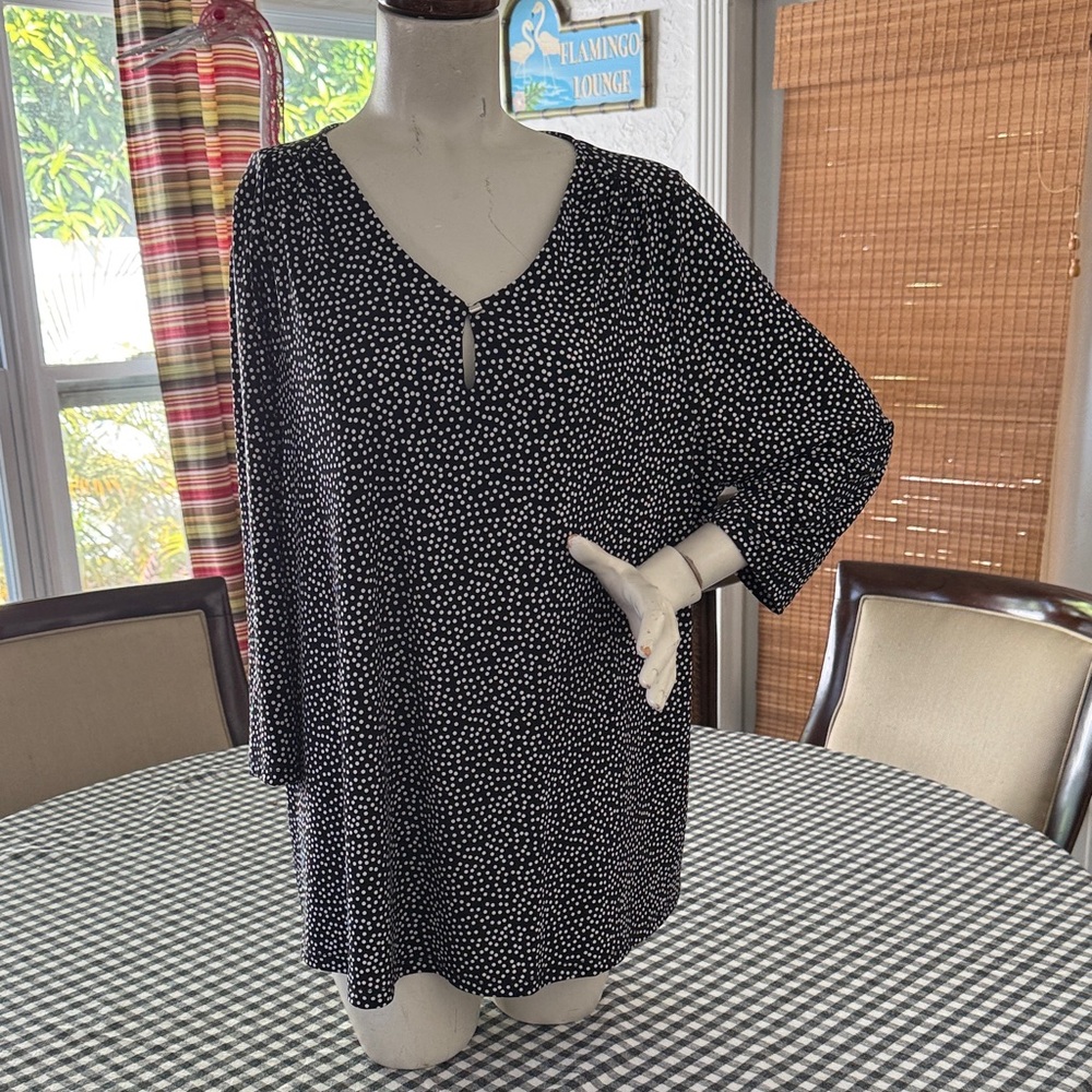 Tahari Black and White Polka Dot Top